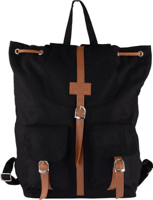 

FLIP Black Canvas and Faux Leather Backpack 12 L Backpack(Black)