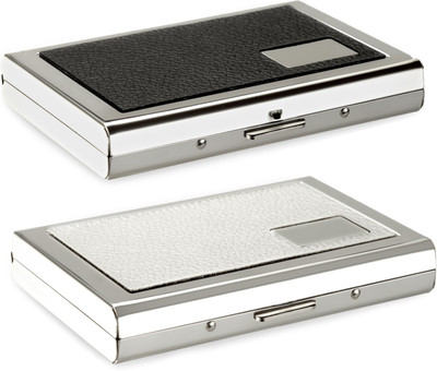 

Billionbag High Quality | Combo of 2 | Steel Black Leather Piece Business ATM And White Waterproof Leather Piece Visiting Card Holder 9033 6 Card Holder(Set of 2, Silver)