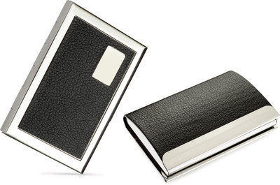 

Billionbag High Quality | Combo of 2 | Steel Black Leather Piece Metal Waterproof ATM And 1 Both Side 9033 Model Steel Card Holder 6 Card Holder(Set of 2, Silver)