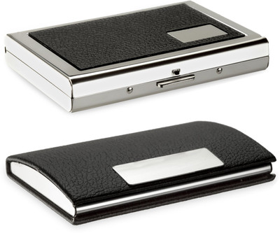 

Billionbag High Quality | Combo of 2 | Steel Black Leather Piece Executive Pocket ATM And Black Leather Piece Visiting Card Holder 6 Card Holder(Set of 2, Silver)