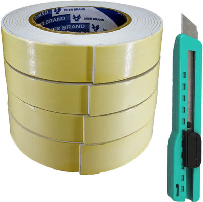 

ELPH Double Sided Hand held Foam Tape with Paper Knife (Manual)(Set of 4, Yellow, Green)