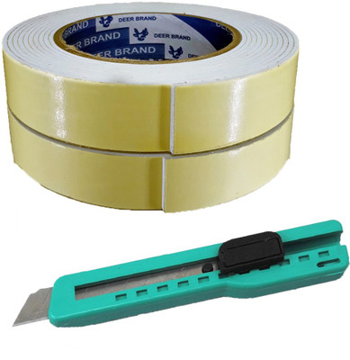 

ELPH Double Sided Hand held Foam Tape with Paper Knife (Manual)(Set of 2, Yellow, Green)