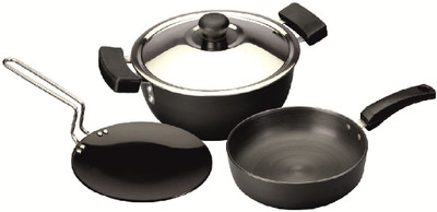 Usha Shriram Induction Base Hard Anodised Cookware combo (Gas Compatible) Tawa 250mm, Fry Pan 230mm, Kadhai 3 Litre combo Set Induction Bottom Cookware Set(Hard Anodised, 3 - Piece) Usha Shriram Induction Base Hard Anodised Cookware combo (Gas Compatible) Tawa 250mm, Fry Pan 230mm, Kadhai 3 Litre combo Set Induction Bottom Cookware Set(Hard Anodised, 3 - Piece)