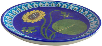 Shilpbazaar Attractive Pottery Decorative Platter(Blue)