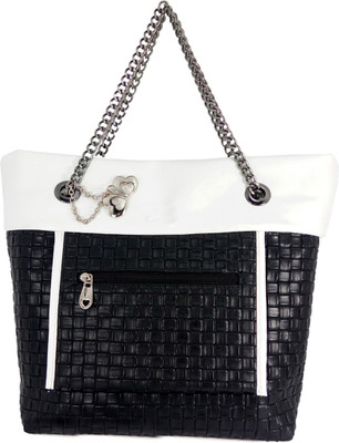

Anglopanglo Hand-held Bag(White, Black), Black;white