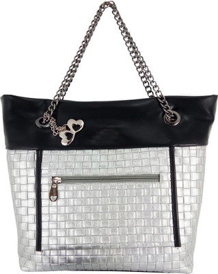 

Anglopanglo Hand-held Bag(Silver, Black), Black;silver