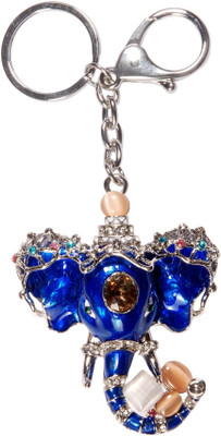 Oyedeal Studded Stone Elephant Face Locking Key Chain(Blue)