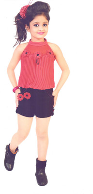 

Hey Baby Girls Party(Festive) Top Shorts(Red