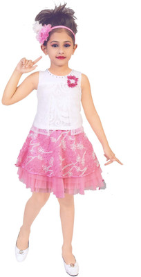

Hey Baby Girls Party(Festive) Top Skirt(Pink