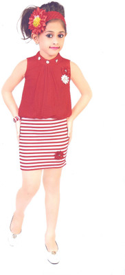 

Hey Baby Girls Party(Festive) Top Skirt(Red