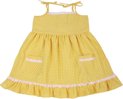 

WHIRLING BUTTERFLIES Girls Midi/Knee Length Party Dress(Yellow, Sleeveless