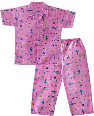 

BownBee Kids Nightwear Boys Animal Print Cotton(Pink Pack of 1