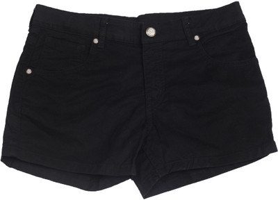 

Gini & Jony Short For Girls Solid Cotton Linen Blend, Cotton Nylon Blend, Cotton Linen Blend(Black, 1296