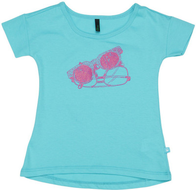 

United Colors of Benetton Girls Solid Cotton T Shirt(Blue, Pack of 1, S11