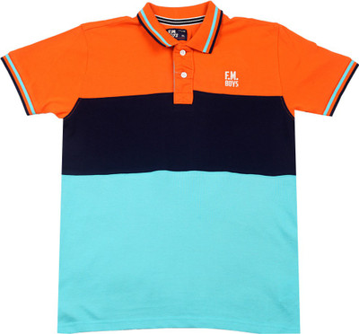 

Flying Machine Boys Solid Cotton T Shirt, Light blue
