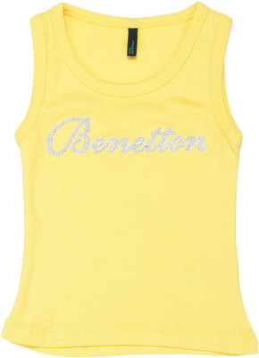 

United Colors of Benetton Girls Solid Cotton T Shirt(Yellow, Pack of 1, 10f