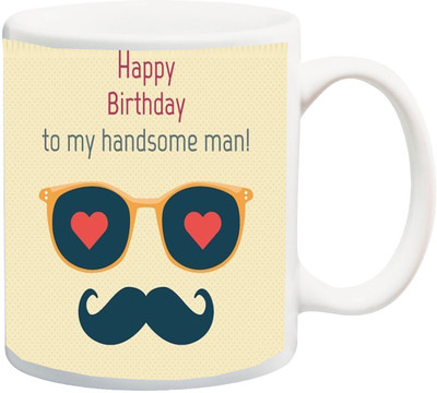 

ME&YOU Gift for husband/boyfriend;happy birthday to my handsome man!printed Ceramic Mug(325 ml), Multicolor