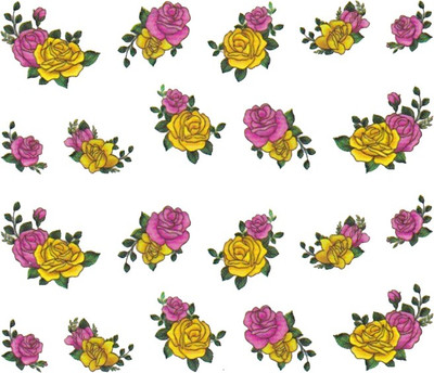 

SENECIO™ Rose Bunch Multicolor Style - 25 Nail Art Manicure Decals Water Transfer Stickers Sheet(Multicolor)