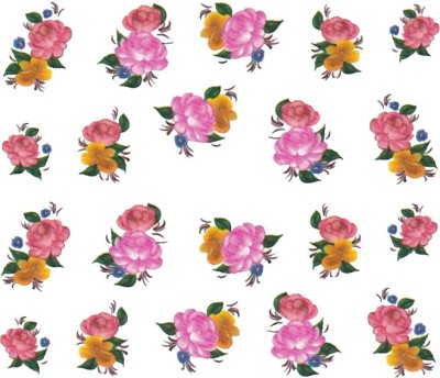 Flipkart - SENECIOï¿½ï¿½ Rose Bunch Multicolor Style – 21 Nail Art Manicure Decals Water Transfer Stickers Sheet(Multicolor)