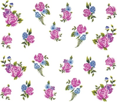 Flipkart - SENECIOï¿½ï¿½ Rose Bunch Multicolor Style – 22 Nail Art Manicure Decals Water Transfer Stickers Sheet(Multicolor)