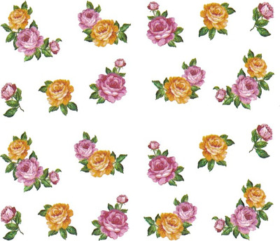 

SENECIO™ Rose Bunch Multicolor Style - 23 Nail Art Manicure Decals Water Transfer Stickers Sheet(Multicolor)