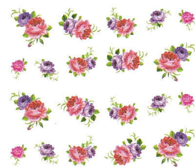 

SENECIO™ Rose Bunch Multicolor Style - 2 Nail Art Manicure Decals Water Transfer Stickers Sheet(Multicolor)