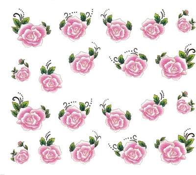 

SENECIO™ Rose Bunch Multicolor Style - 19 Nail Art Manicure Decals Water Transfer Stickers Sheet(Multicolor)