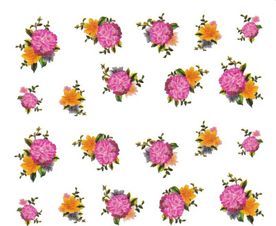 

SENECIO™ Rose Bunch Multicolor Style - 12 Nail Art Manicure Decals Water Transfer Stickers Sheet(Multicolor)