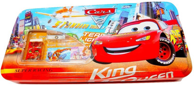 

Royle Katoch Super Racing Cars 2 King McQueen Transparent Window Art Metal Pencil Box(Set of 1, Multicolor)