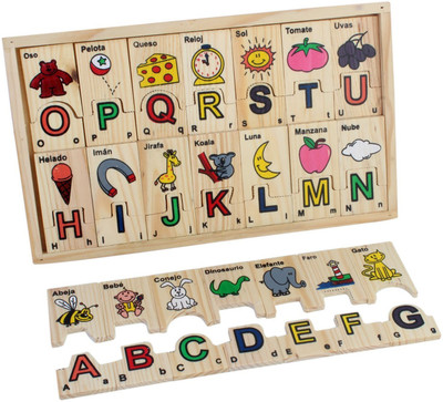 

Pigloo Spanish ABC Wooden Alphabet Puzzle Blocks(26 Pieces)