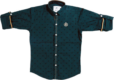 

MashUp Boys Solid Casual Dark Green Shirt