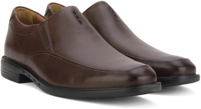 Clarks Slip On Shoes For Men(Brown, Dark brown lea