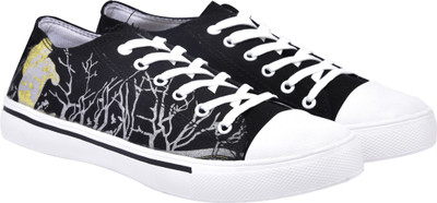

Walk Jump black printed canvas shoes,casuals,printed Sneakers For Men(Multicolor