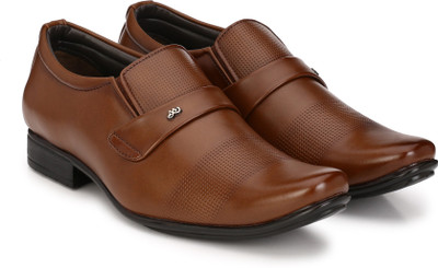 

Levanse Laser cut executive formal shoe Slip On For Men(Brown, Matte tan