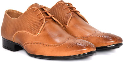

Alberto Calza Genuine Leather Antique Look Brogue Corporate Casuals For Men(Tan