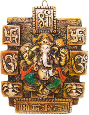 

Sarvsiddhi Terracotta Swastik Om Ganesh Wall Hanging Decorative Showpiece -(Terracotta, Brown)