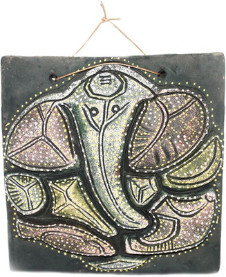

Sarvsiddhi Terracotta Gajanan Door Hanging Decorative Showpiece - 3 cm(Terracotta, Black)