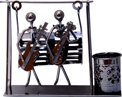 

Purpledip Showpiece cum Pen Holder: "Forever together", Perfect gift for spouse Decorative Showpiece - 18 cm(Carbon Steel, Black)