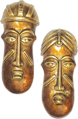 

Hand Artz Village Couple Mask Decorative Showpiece - 15 cm(Terracotta, Copper)