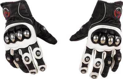 

Autofy Pre Curved Armour Anti Slip Full Finger Leather Biking Riding Gloves (, Black, Black;white