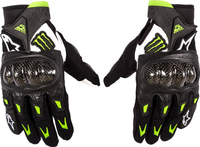 

Autofy Pre Curved Armour Anti Slip Full Finger Leather Biking Riding Gloves (, Black, Green