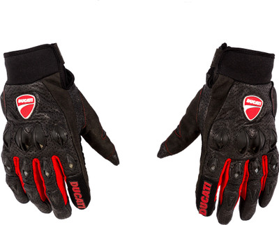 

Autofy Pre Curved Armour Anti Slip Full Finger Leather Biking Riding Gloves (, Black