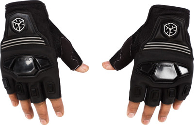 

Autofy Scoyco Pre Curved Armour Half Finger Anti Slip All Purpose Biking Riding Gloves (, Black