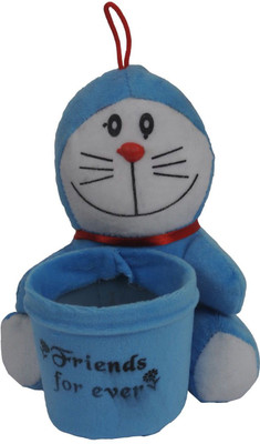 

Joymart Stuffed Soft Toy Doremaon Friends Forever with pen Holder stand Blue color - 16 cm(Blue)