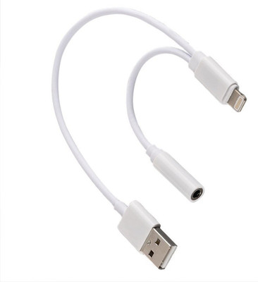 

Freya Lightning To 3.5mm Headphone Jack & USB Charging for Iphone 7,7 plus AUX Cable USB Adapter(White)