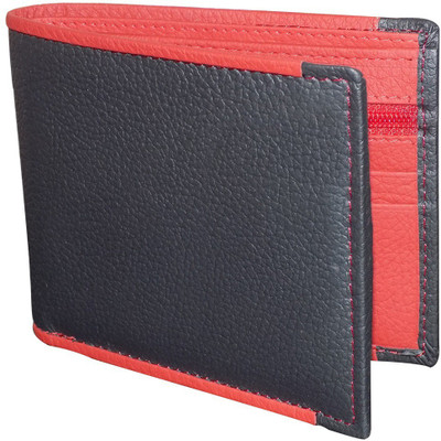 Style 98 Men Black, Red Genuine Leather Money Clip(6 Card Slots)
