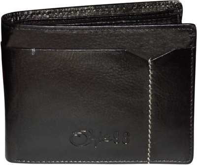 

Kan Black Premium Quality Leather Wallet/Travel Document Holder for Boys(Black)