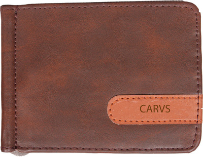 

Carvs Men Brown Genuine Leather Money Clip(6 Card Slots), Dark brown