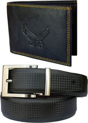 

DFashion Men Black Artificial Leather Belt, Black-01