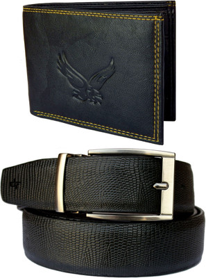 

DFashion Men Black Artificial Leather Belt, Black-01